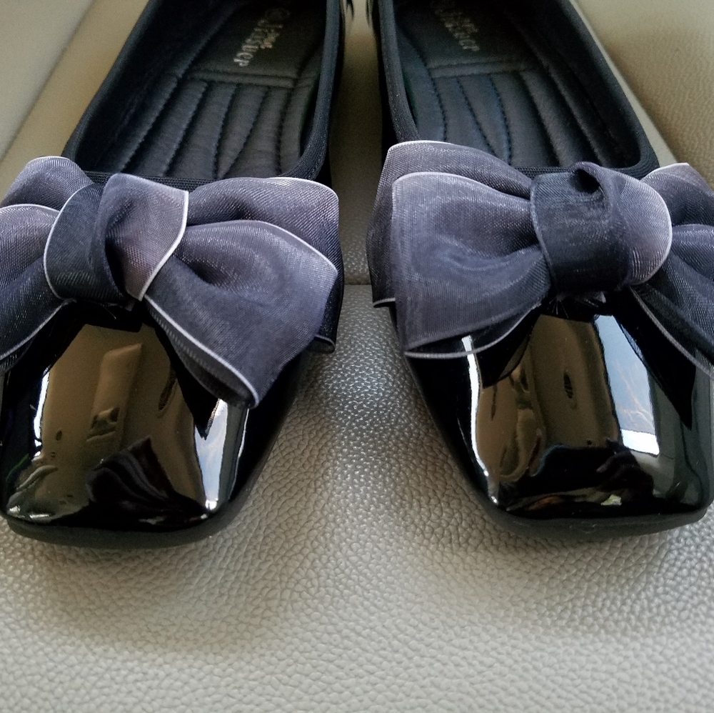 Black Patent Square Toe Ballet Flats